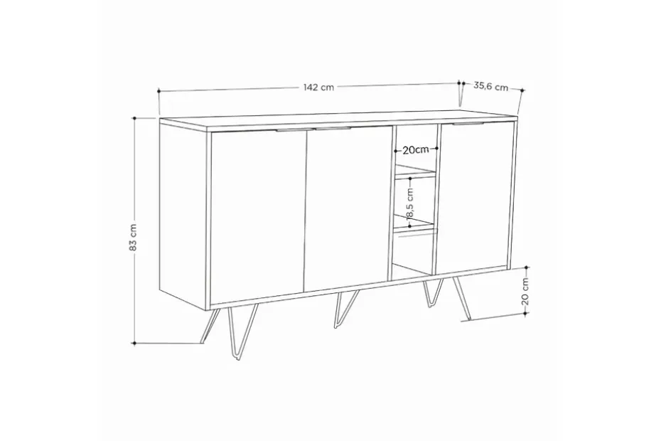 Andalos Konsolipöytä 142 cm Hiekkakivi/Tammi