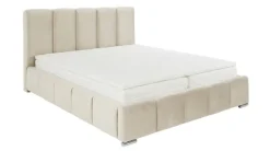 Andrarum Cleaton sängynrunko 160x200 cm säilytystilalla, HVILA-joustinpatja ja sijauspatja polyesterivaahdosta, käännettävä kesä- ja talvipuoli sekä pestävä päällinen Beige/valkoinen