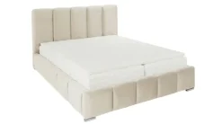 Andrarum Cleaton sängynrunko 160x200 cm säilytystilalla, HVILA-pussijousipatja ja sijauspatja polyesterivaahdosta, käännettävä kesä- ja talvipuoli sekä pestävä päällinen Beige/valkoinen