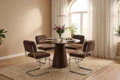 Andrarum Milva ruokatuoli Manchester-retro kankaalla Ruskea/Kromi