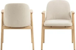Andrarum Reciclar Ruokatuoli bouclé-kankaalla ja tammisilla käsinojilla Beige