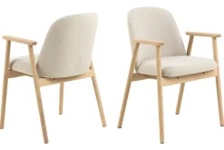 Andrarum Reciclar Ruokatuoli bouclé-kankaalla ja tammisilla käsinojilla Beige