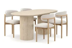 Andrarum Uppveda Ruokapöytä travertiinin näköinen 4 Jaiveer ruokatuolilla Beige