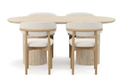 Andrarum Uppveda Ruokapöytä travertiinin näköinen 4 Jaiveer ruokatuolilla Beige