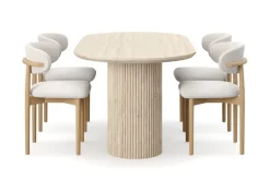 Andrarum Uppveda Ruokapöytä travertiinin näköinen 4 Jaiveer ruokatuolilla Beige