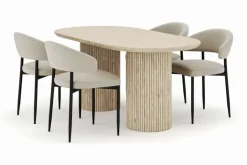 Andrarum Uppveda Soikea Ruokapöytä 180x90 cm ja 4 Sawako Tuolia Beige