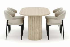 Andrarum Uppveda Soikea Ruokapöytä 180x90 cm ja 4 Sawako Tuolia Beige