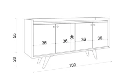 Apupöytä Degollado 150 cm Antrasiitti/Luonnonväri