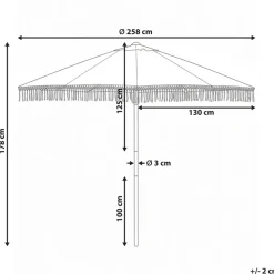 Aurinkovarjo ulos 258 cm Murasa valkoinen/ruskea