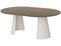 Aurion Pyöreä jatkettava ruokapöytä 100-174 cm Beige, valkoinen