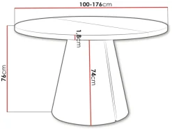 Aurion Pyöreä jatkettava ruokapöytä 100-174 cm Beige, valkoinen