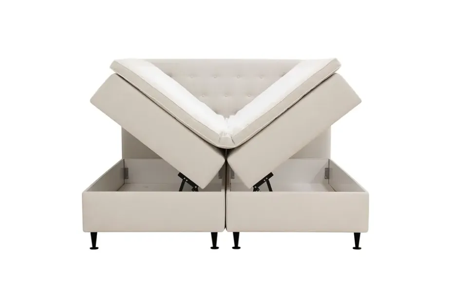 Bedly Hilton Plus Täydellinen sänkypaketti säilytystilalla 180x200 cm Vaalea beige