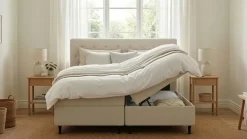 Bedly Hilton Plus Täydellinen sänkypaketti säilytystilalla 180x200 cm Vaalea beige