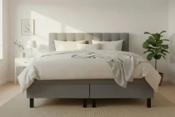 Bedly Hilton Sänkypaketti 160x200 cm Jenkkisänky ruutukuvioitu sängynpäädyllä Harmaa