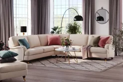 Bloomington Howard Lyx 6-istuttava Vasenkätinen L-muotoinen Kulmasohva Manchester Beige