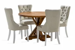 Bloomington Ruokailuryhmä Yorkshire 120 cm Pyöreä 4 Lossmen tuolia Ruskea