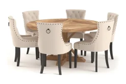 Bloomington Ruokailuryhmä Yorkshire 150 cm Pyöreä 6 Ophelia tuolia Ruskea