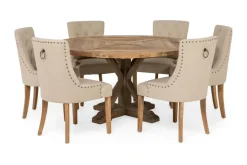 Bloomington Ruokailuryhmä Yorkshire 150 cm Pyöreä 6 Ophelia tuolia Vintage Jalava/Beige