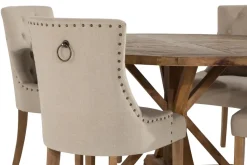 Bloomington Ruokailuryhmä Yorkshire 150 cm Pyöreä 4 Ophelia tuolia Vintage Jalava/Beige