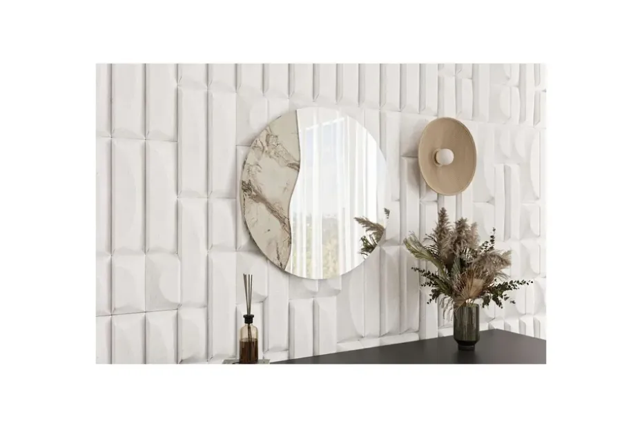 Buhem Seinälle ripustettava peili Pyöreä 60 cm Beige