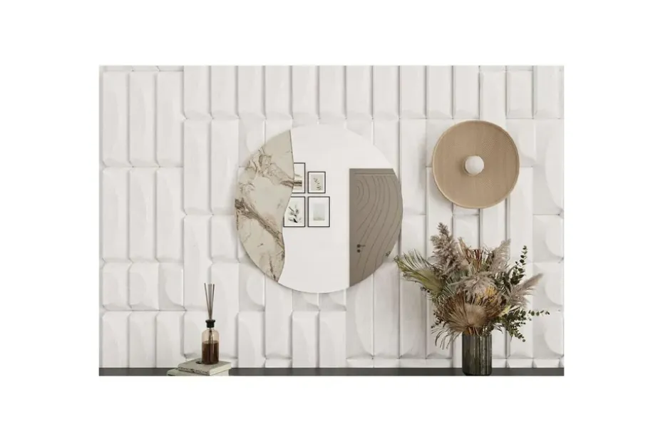 Buhem Seinälle ripustettava peili Pyöreä 60 cm Beige