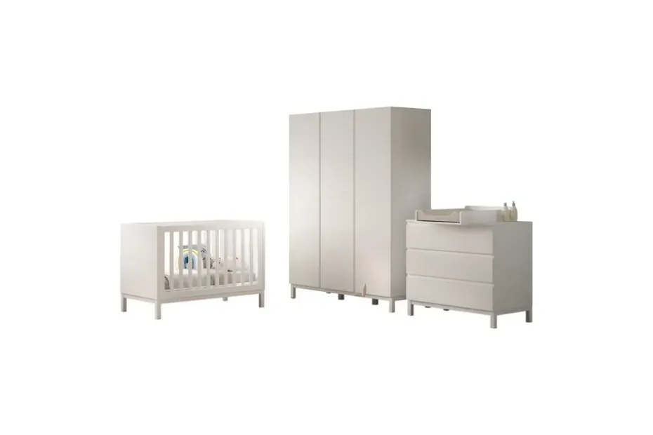 Byrå med skötbord babysäng garderob Jaxx Eva Jaxx White