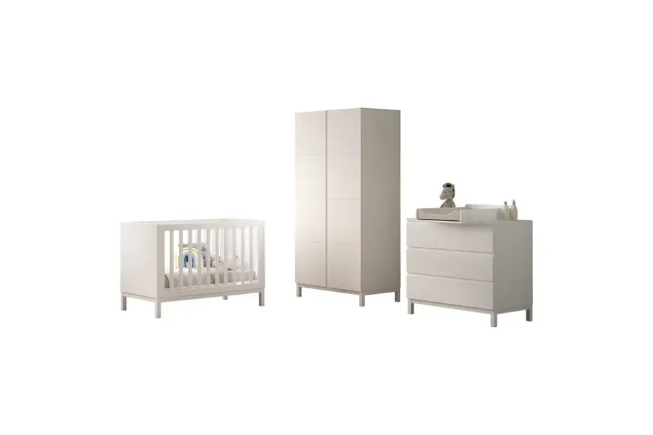 Byrå med skötbord babysäng garderob Jaxx Eva Jaxx White