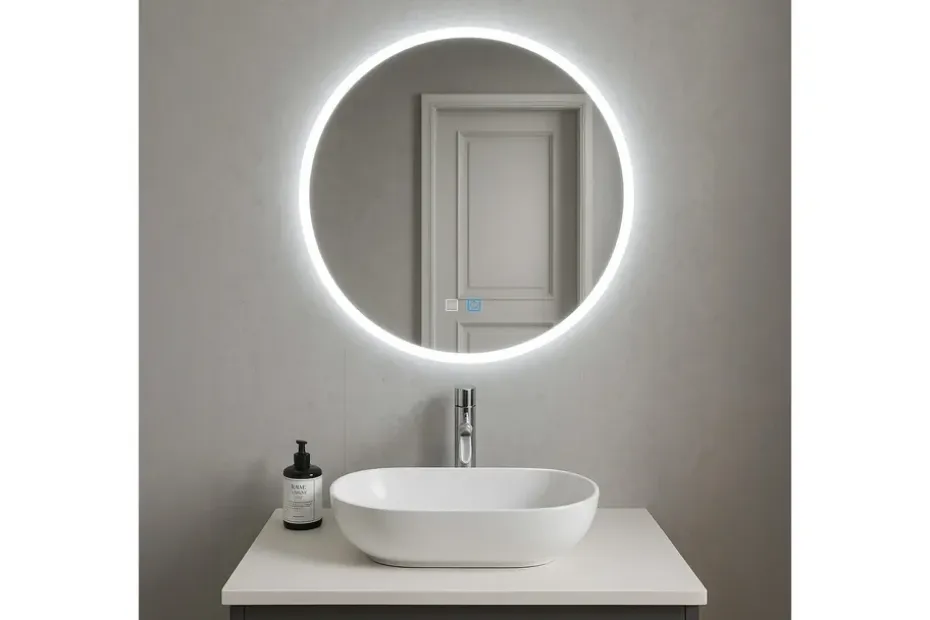 Clas Pyöreä Kylpyhuoneen Peili LED-valaistuksella 120 cm Anti-Fog ja Touch-ohjaus