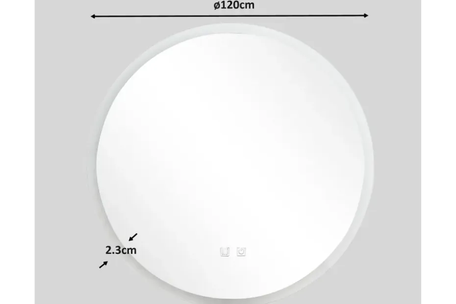 Clas Pyöreä Kylpyhuoneen Peili LED-valaistuksella 120 cm Anti-Fog ja Touch-ohjaus