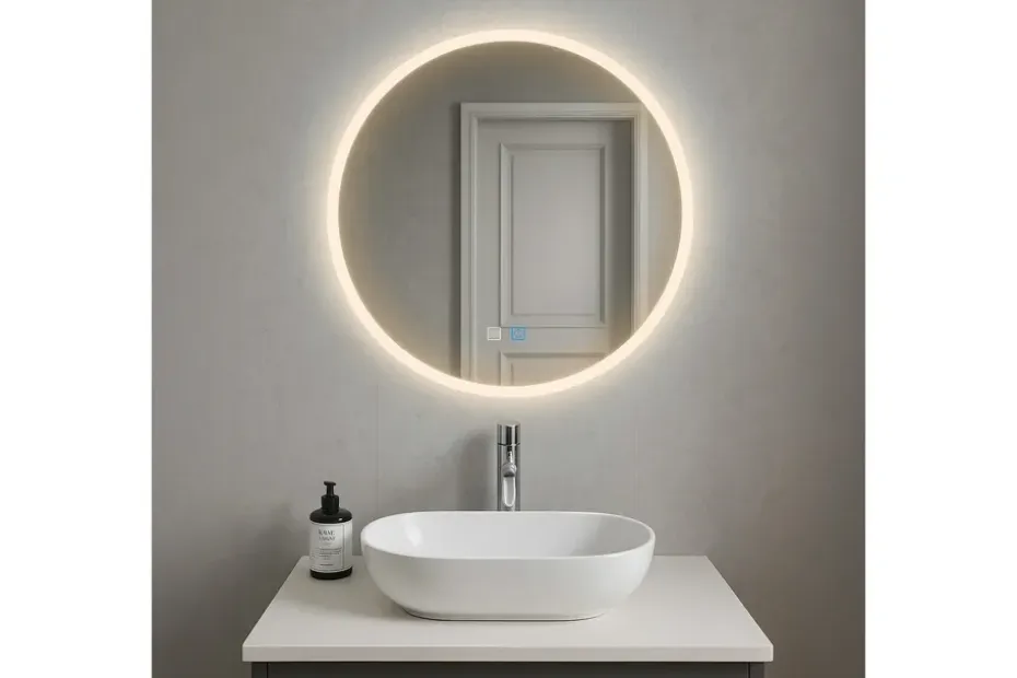 Clas Pyöreä Kylpyhuoneen Peili LED-valaistuksella 120 cm Anti-Fog ja Touch-ohjaus