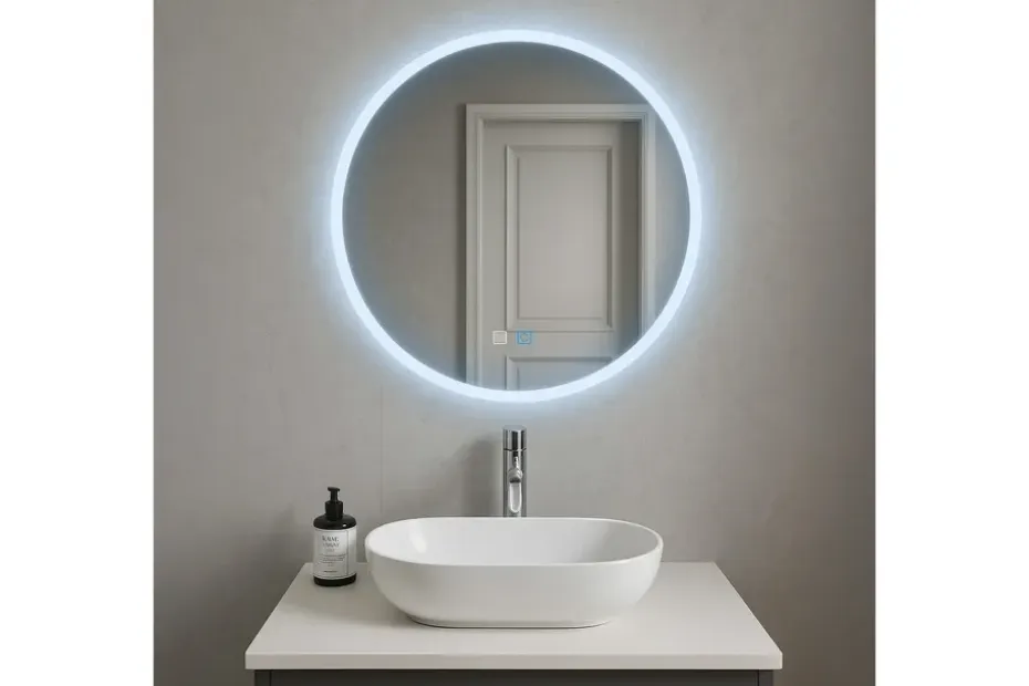 Clas Pyöreä Kylpyhuoneen Peili LED-valaistuksella 120 cm Anti-Fog ja Touch-ohjaus