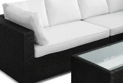 Comfort Garden Bahamas L-muotoinen ulkosohva oikea, 6-hengen, pöytä ja hylly Musta