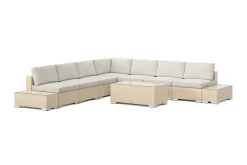 Comfort Garden Bahamas ulkokulmasohva 7-hengen, käännettävä, avoin pääty ja pöytä Hiekka