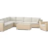 Comfort Garden Bahamas ulkokulmasohva 8-hengen, käännettävä, nojatuoli ja pöytä Hiekka