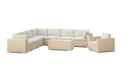 Comfort Garden Bahamas ulkokulmasohva 8-hengen, käännettävä, nojatuoli ja pöytä Hiekka