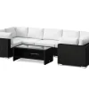 Comfort Garden Bahamas U-muotoinen ulkolounge-ryhmä suljetulla päädyllä, 7-hengen, pöytä ja hylly Musta