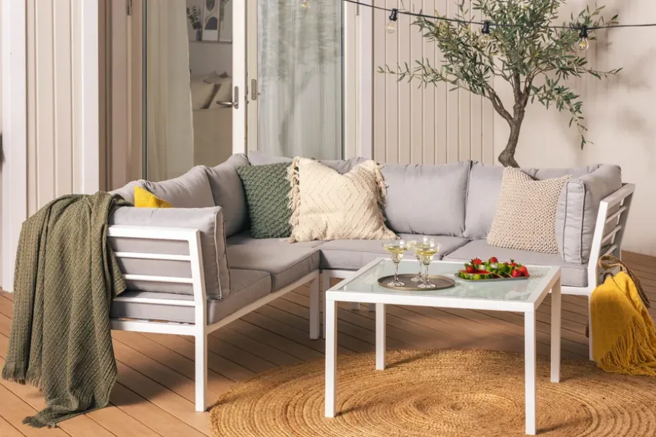 Comfort Garden Kulmasohva Ariany Valkoinen/Harmaa