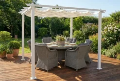 Comfort Garden Porto-pergola 3x3 m alumiinia, katto aurinkosuojaksi Valkoinen