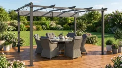 Comfort Garden Porto suuri pergola 4x3 m alumiinia, katto Tummanharmaa