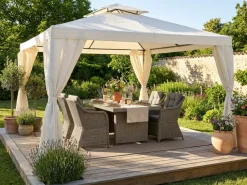 Comfort Garden Täydellinen Paviljonki Bermuda 3x4 m sis. seinät Luonnonvalkoinen
