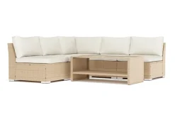 Comfort Garden Wisconsin ulkokäyttöön tarkoitettu kulmasohva, 5-paikkainen, käännettävä, avoimella päädyllä Beige