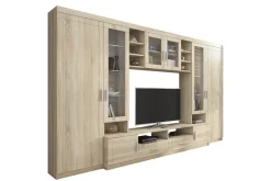 Concept 55 Olohuoneen kalustepaketti Paris 340x44x197,5 cm Tammi/Valkoinen Led-valaistus