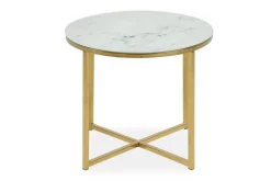 Concept 55 Sohvapöytä Alisma 50 cm Pyöreä Marmorikuvio Valkoinen/Harmaa/Messinki