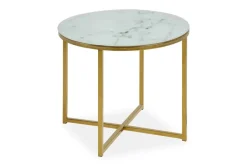 Concept 55 Sohvapöytä Alisma 50 cm Pyöreä Marmorikuvio Valkoinen/Harmaa/Messinki