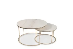 Concept 55 Sohvapöytä Cairns 80 cm 2:n setti Pyöreä Marmori/Samppanja