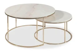 Concept 55 Sohvapöytä Cairns 80 cm 2:n setti Pyöreä Marmori/Samppanja