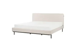 Dubbelsäng Beliani Corio med lamellram Beige-Svart, 140x200 cm Beige 180x200