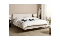 Dubbelsäng Beliani Corio med lamellram Beige-Svart, 140x200 cm Beige 180x200
