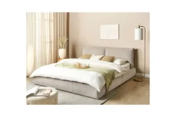 Dubbelsäng Beliani Vinay med lamellram Beige, 160x200 cm Taupe 180x200