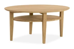 Funky & Co Sohvapöytä Alabama 90 cm Soikea Säilytyksellä Hylly Tammi Tammi